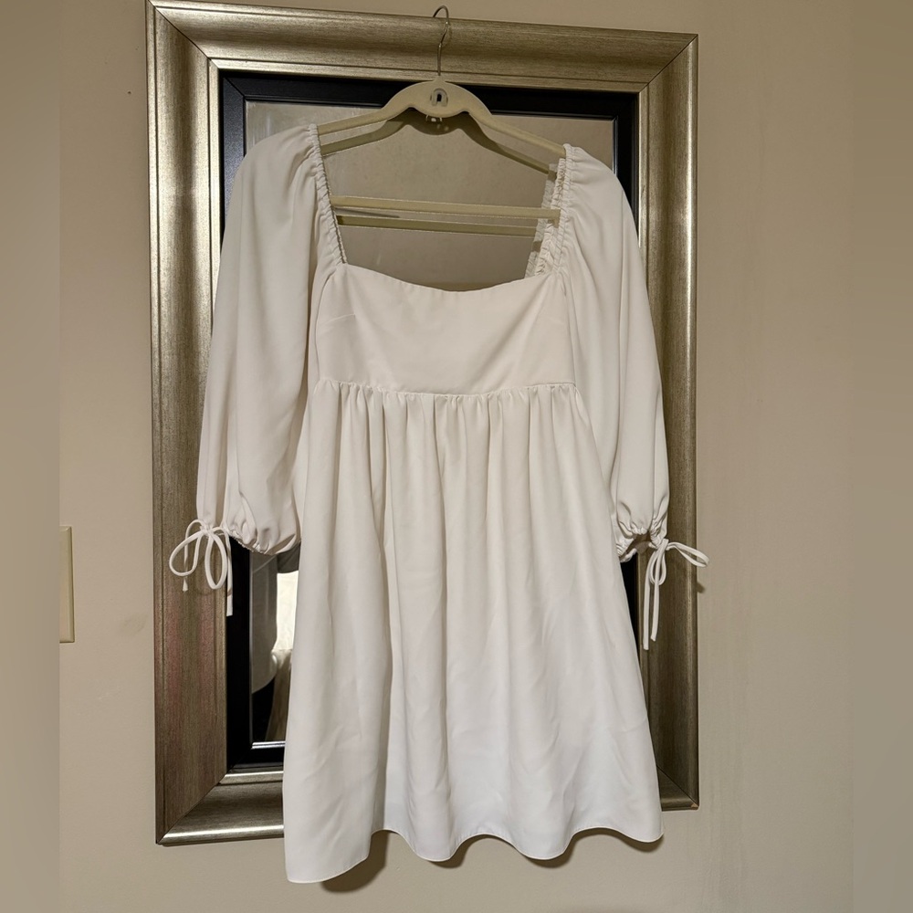 Amanda Uprichard White Dress with Puff Sleeves